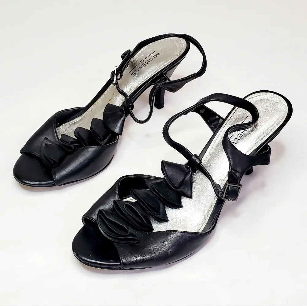 Michelle D Slingback Open Toe Kitten Heels